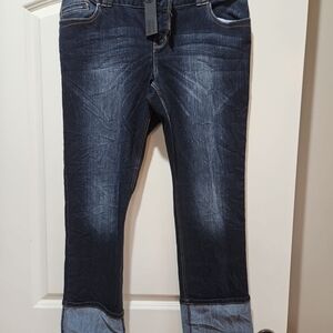 Lane Bryant Womens Blue Jeans Straight Leg With Cuff Size 16 Average